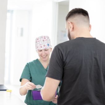 A doctor freezing sperm for fertility preservation
