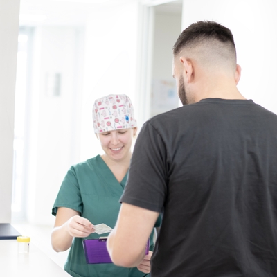 A doctor freezing sperm for fertility preservation